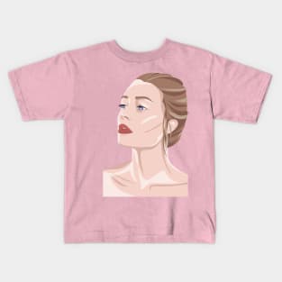 painted pop art blue eyed woman Kids T-Shirt